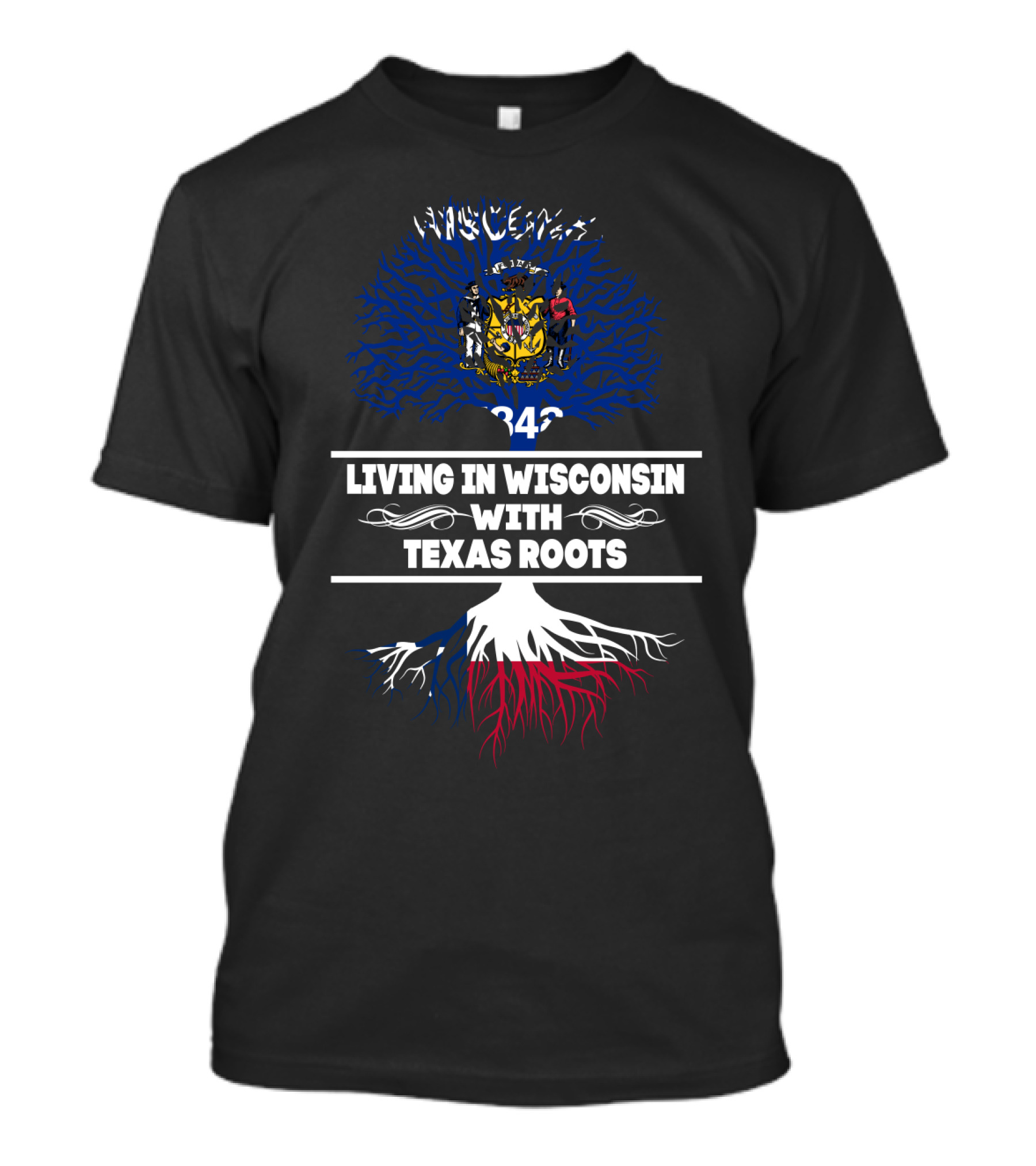 Wisconsin Pride With Texas Heritage Tree T-Shirt