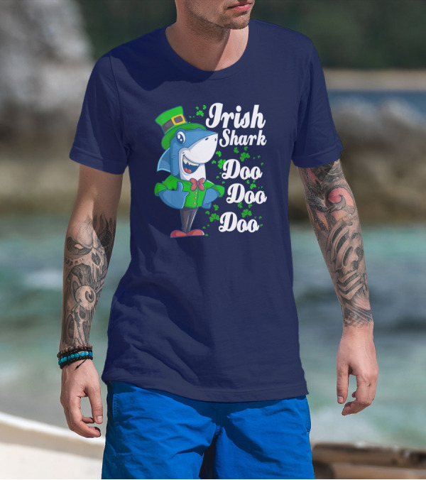 Irish Shark Doo Doo Doo Dad Shamrock Leprechaun Hat T-Shirt