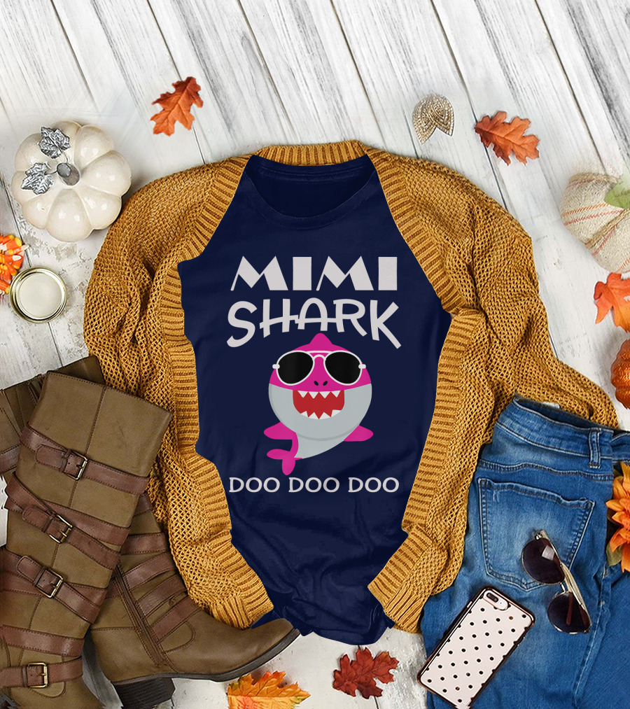 Mimi Shark Doo Doo Doo Sunglasses Fun Pink Shark T-Shirt