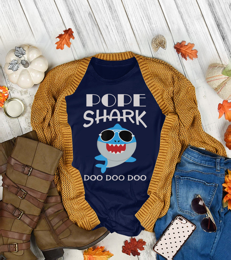 Pope Shark Doo Doo Doo Sunglasses Bite T-Shirt