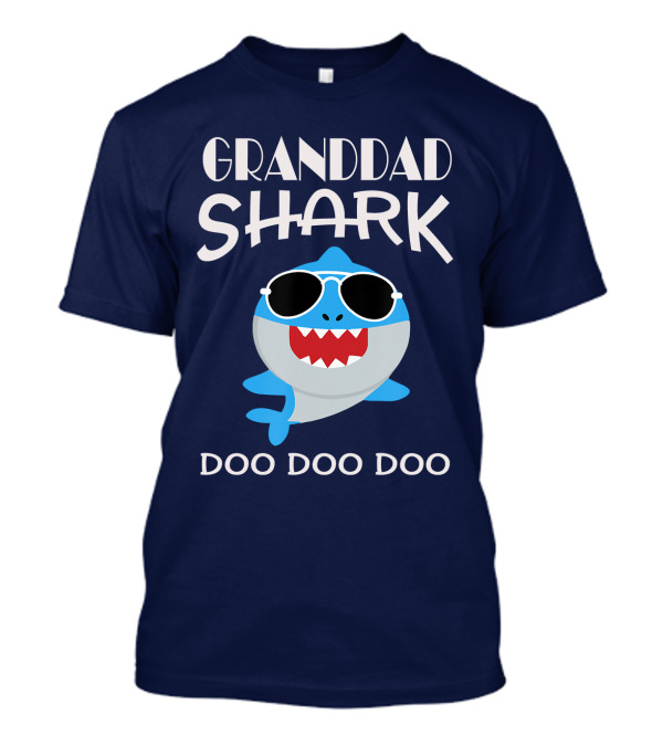 Granddad Shark Doo Doo Doo Sunglasses Cartoon Character T-Shirt