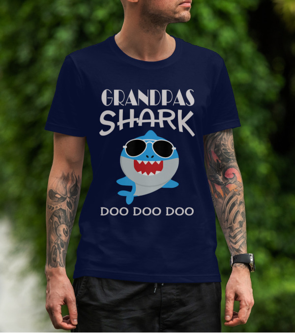 Grandpas Shark Doo Doo Doo Sunglasses Cartoon T-Shirt