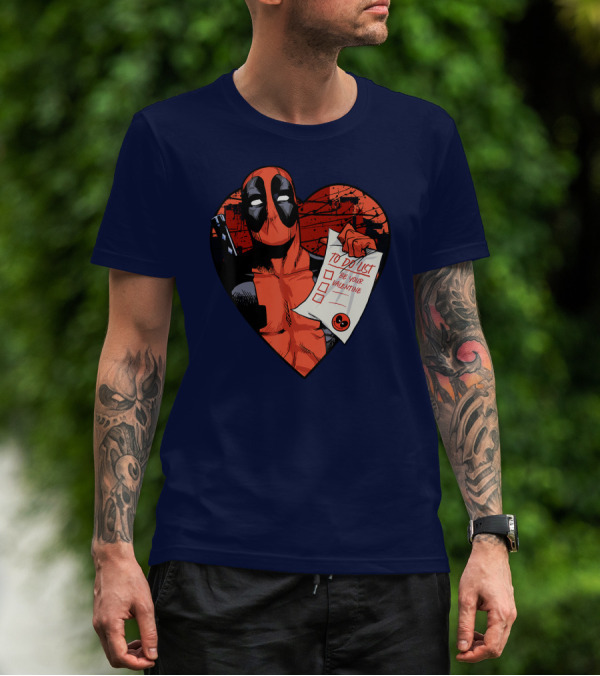 Marvel Deadpool Be Your Valentine To Do List Heart T-Shirt