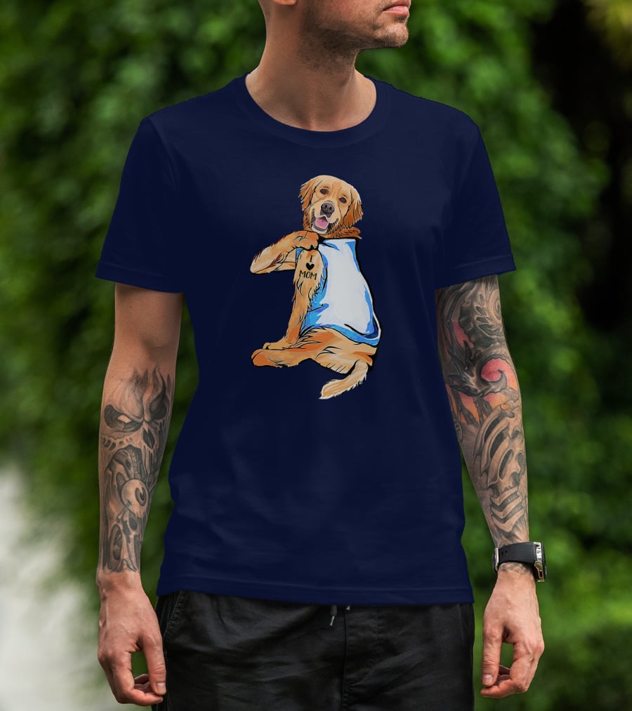 Golden Retriever Dog Tattoo 'I Love Mom' Trendy Ideas For Women T-Shirt
