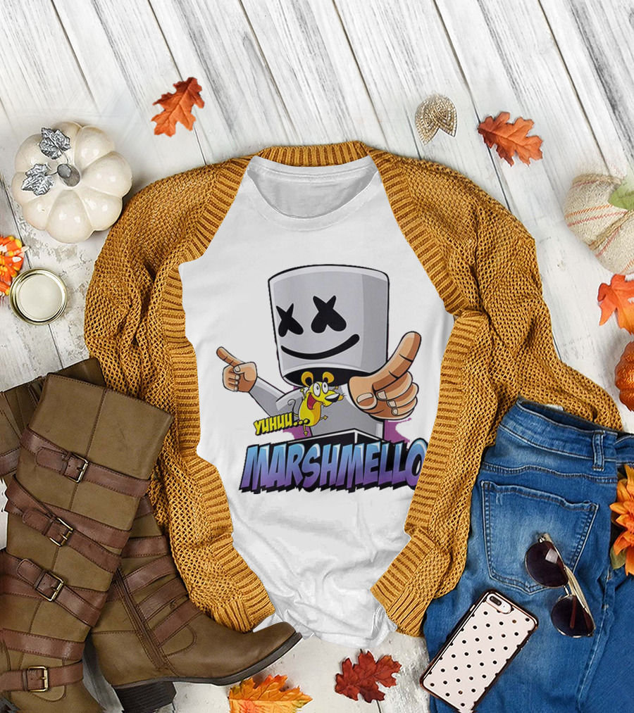 Marshmello Yuhuuu Cartoon Styled Short Sleeve T-Shirt