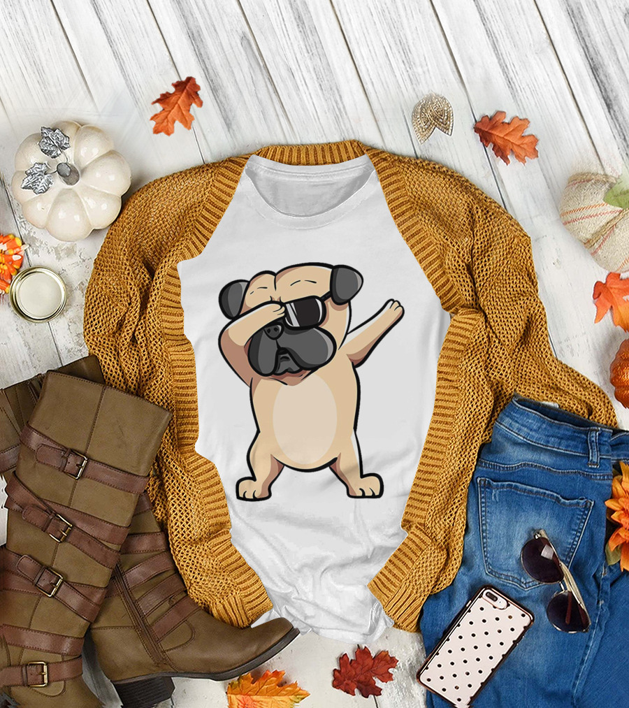 Cool Dabbing Pug with Sunglasses Cute Funny Dog Dab AZP T-Shirt