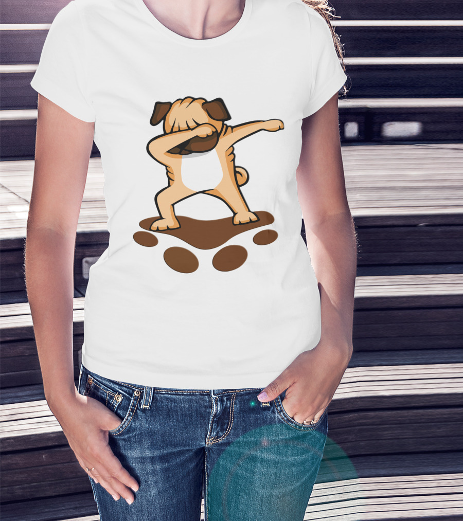Dabbing Pug Dog With Paw Prints Funny Pug Owner T-Shirt