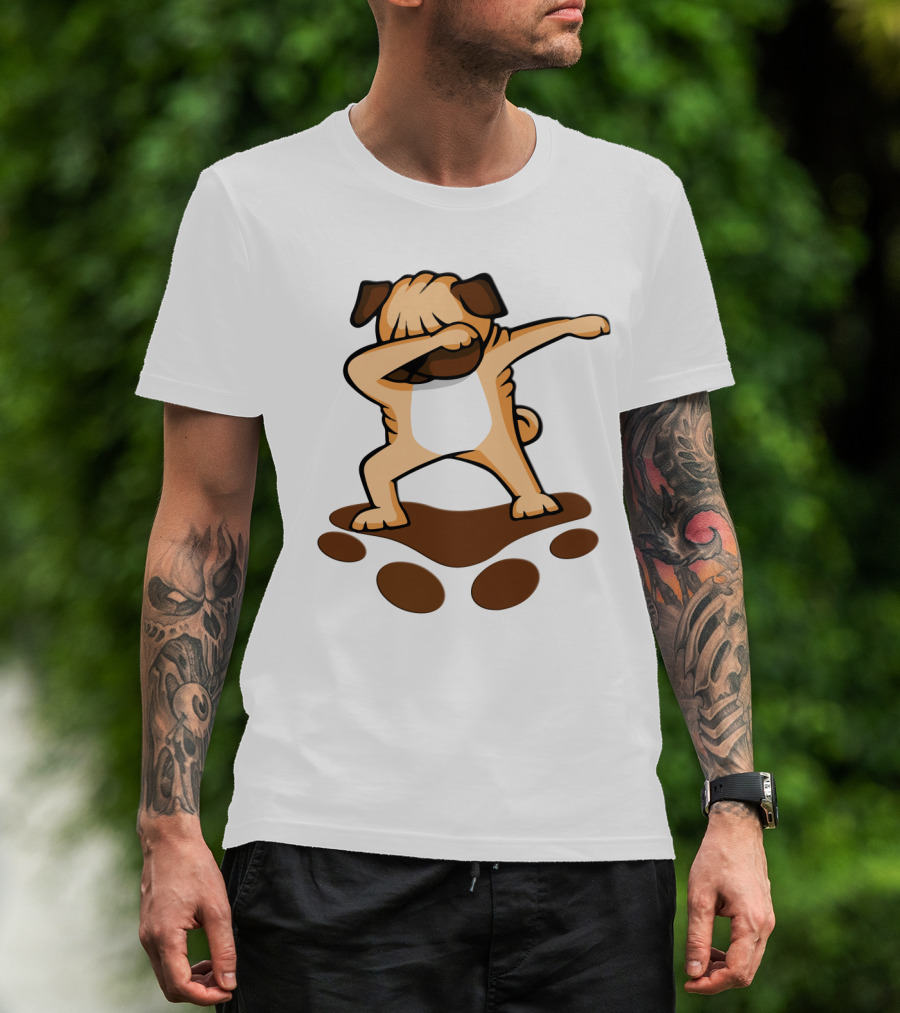 Dabbing Pug Dog With Paw Prints Funny Pug Owner T-Shirt