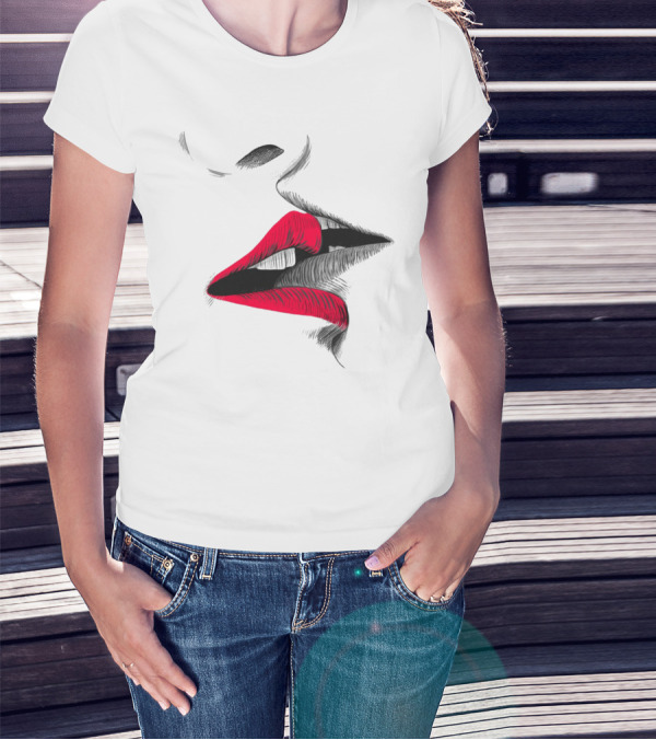 Good Morning I Love You Cool Red Lips T-Shirt