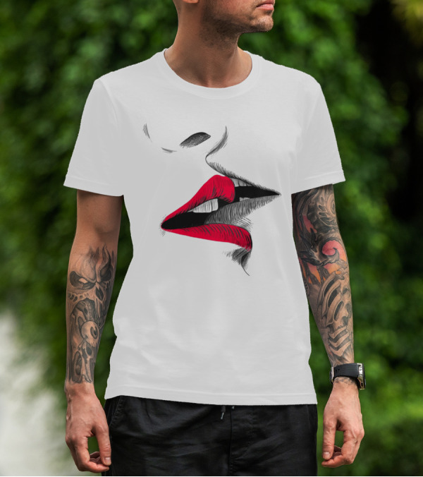Good Morning I Love You Cool Red Lips T-Shirt