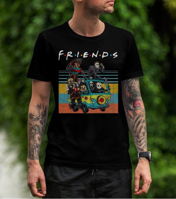 Friends Horror Icons Massacre Machine Cartoons T-Shirt
