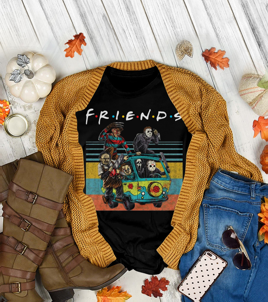 Friends Horror Icons Massacre Machine Cartoons T-Shirt