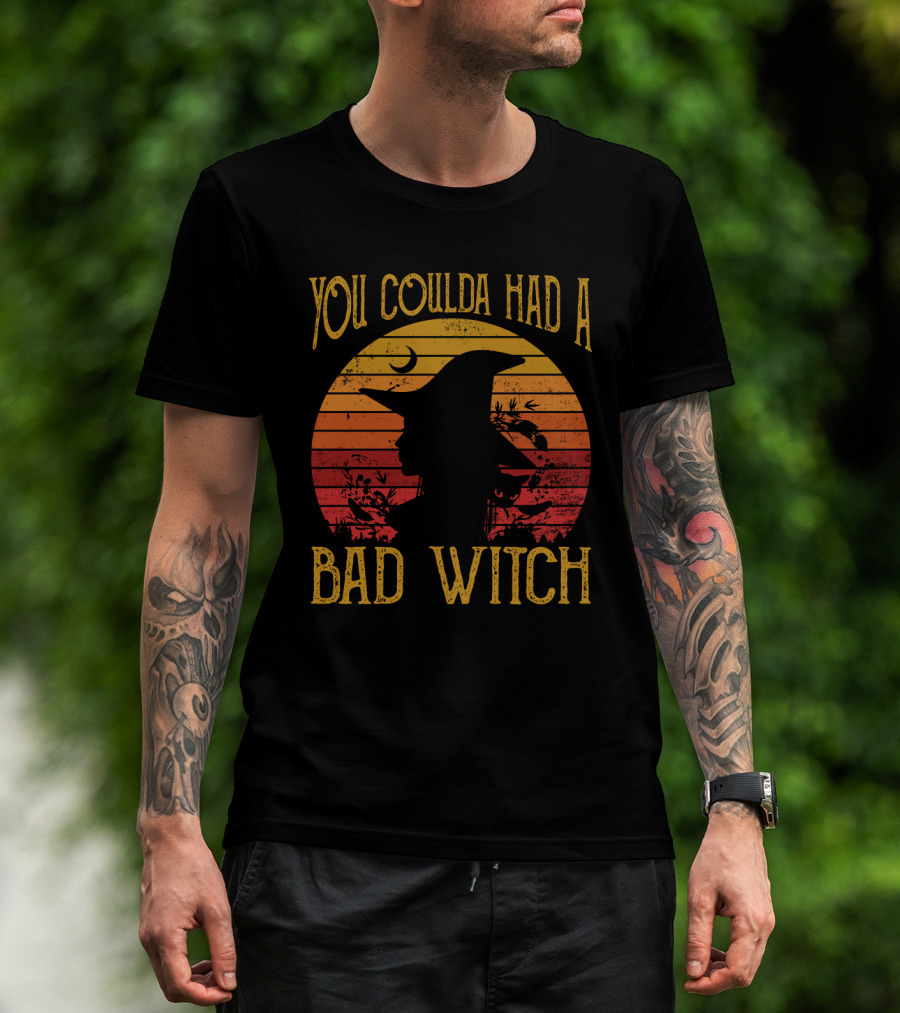 You Coulda Had A Bad Witch Vintage Sunset Witch Hat Halloween T-Shirt