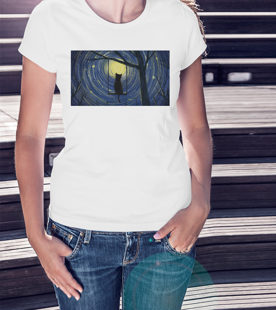 Cat Impression Starry Night Cute Series T-Shirt