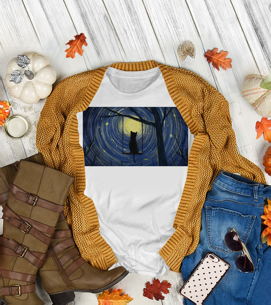 Cat Impression Starry Night Cute Series T-Shirt