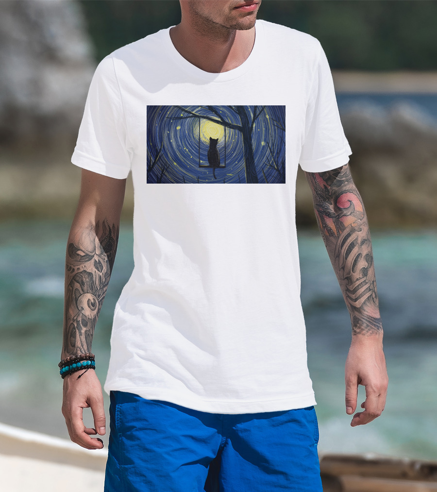 Cat Impression Starry Night Cute Series T-Shirt