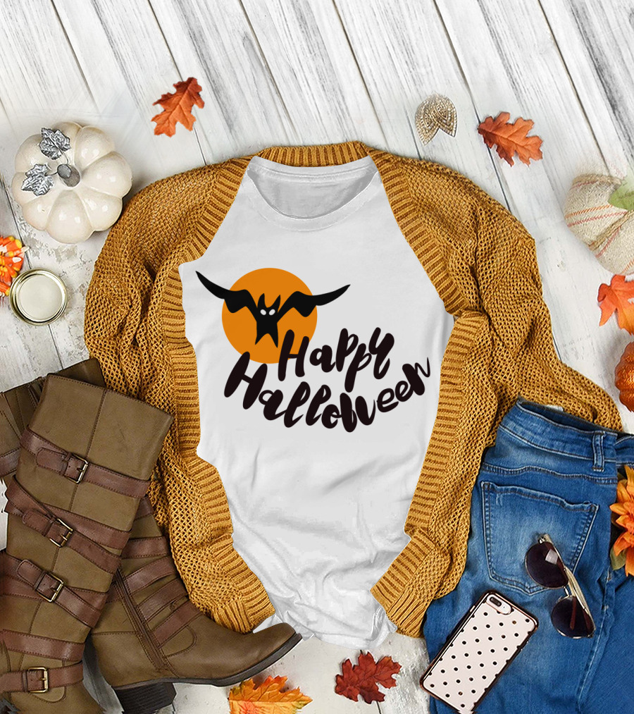 Happy Halloween Cartoon Bat T-Shirt