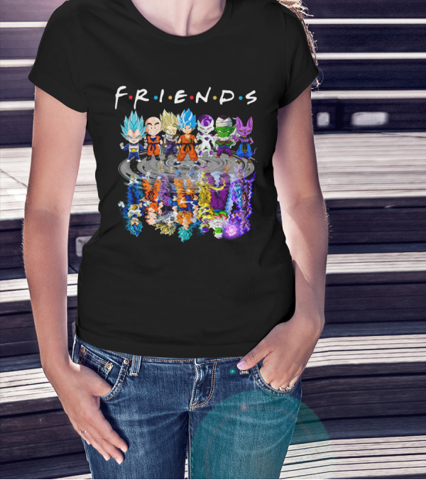 F.R.I.E.N.D.S Goku Vegeta Krillin Piccolo Frieza Beerus Dragon Ball Crossover T-Shirt