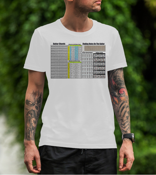 Guitar Chords Chords In All Major Keys Chords In All Minor Keys Power Chord Chart Guitar Scale Finding Notes On The Guitar T-Shirt