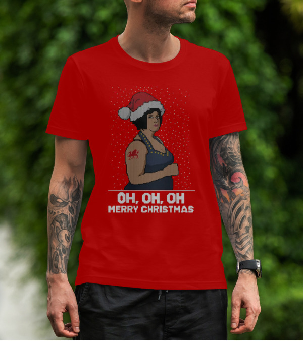 Oh Oh Oh Merry Christmas Santa Hat Tattoo T-Shirt