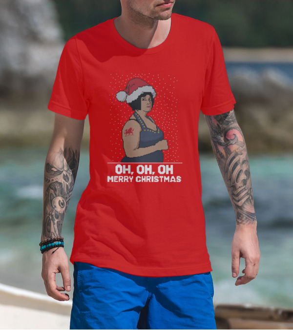 Oh Oh Oh Merry Christmas Santa Hat Tattoo T-Shirt