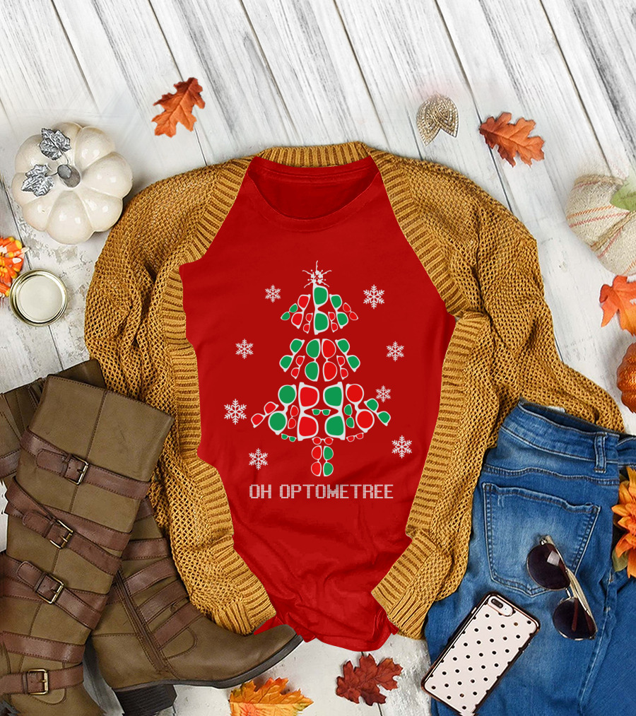 Oh Optometree Christmas Specs and Snowflakes T-Shirt