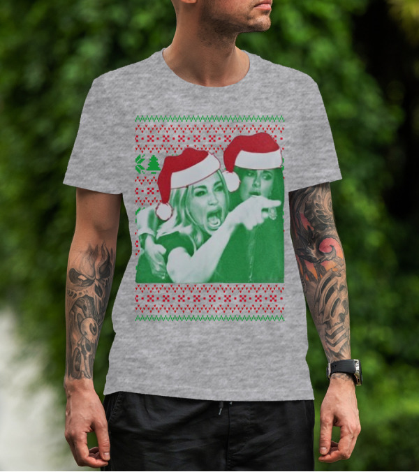 Woman Yelling At Cat Meme Christmas Santa Hats Raglan T-Shirt