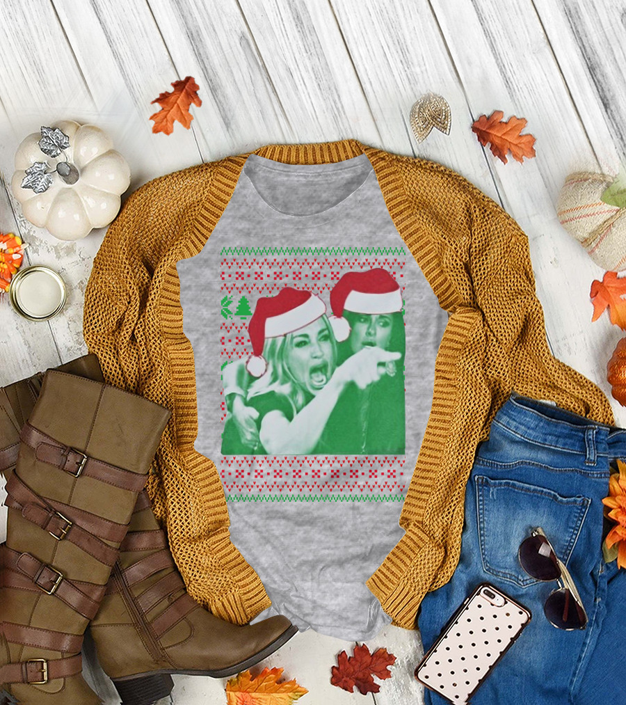 Woman Yelling at Cat Meme Christmas Santa Hats Raglan T-Shirt
