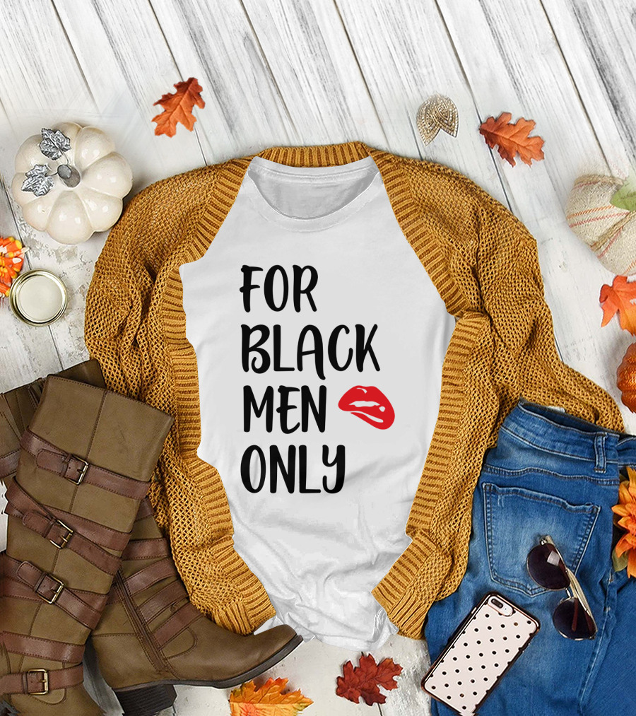For Black Men Only Red Lips T-Shirt
