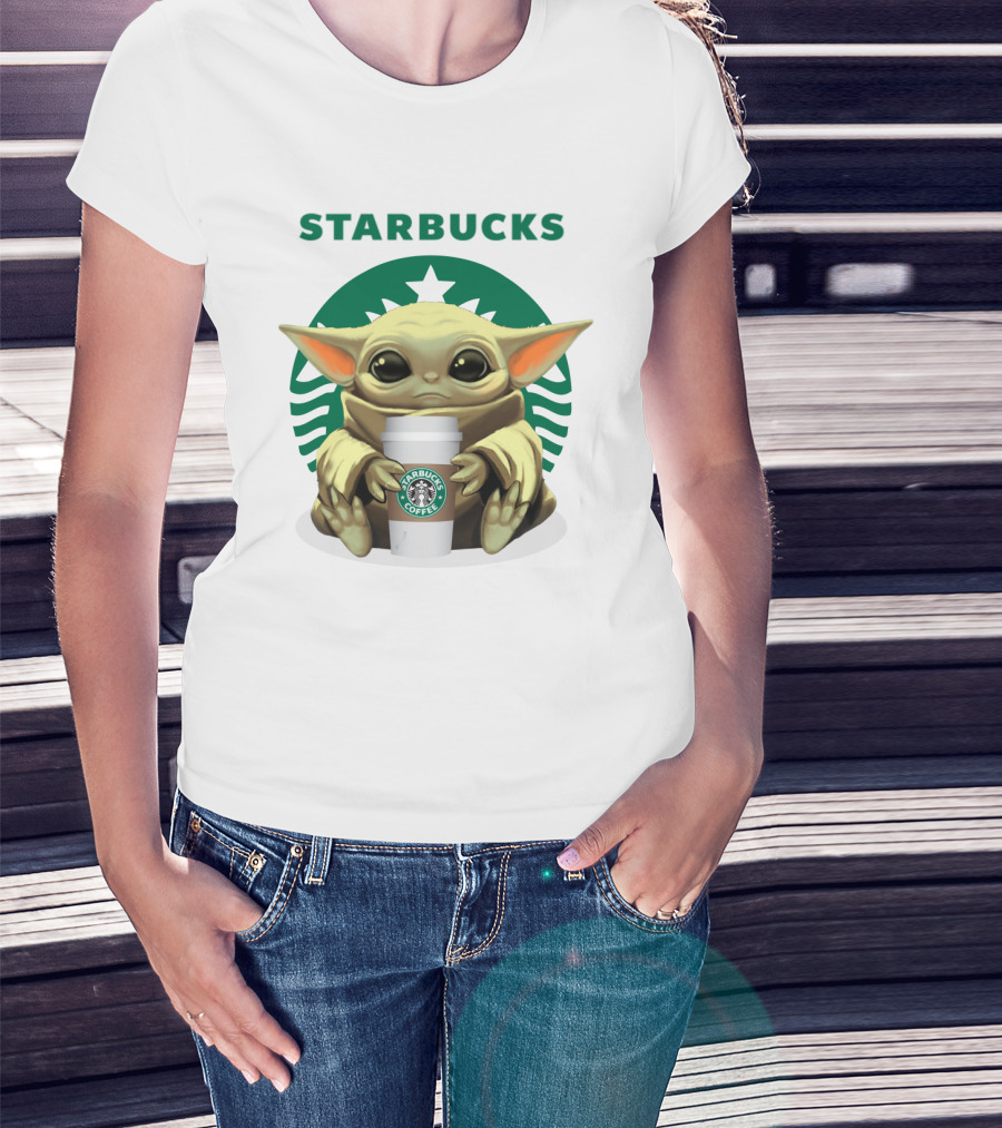 Baby Yoda Starbucks Coffee Icon Crossover T-Shirt