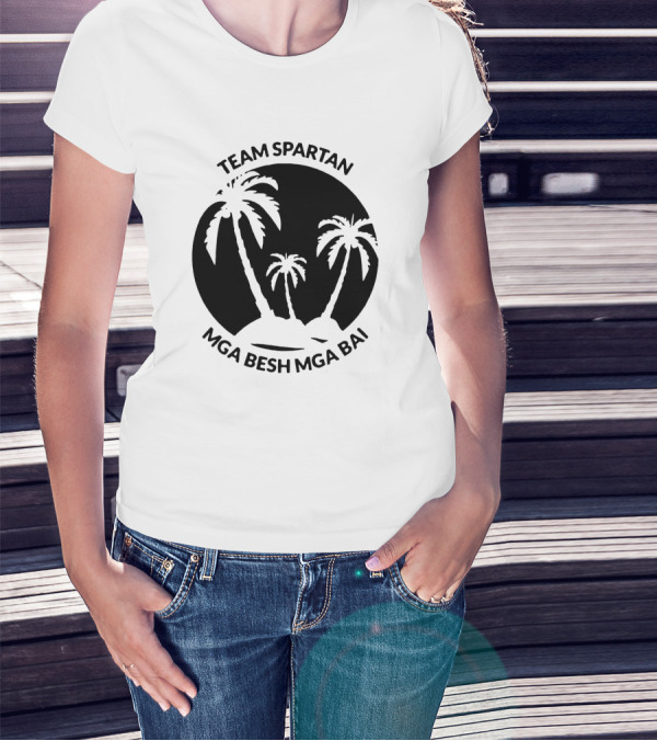 Team Spartan Mga Besh Mga Bai Tropical Palm Island T-Shirt