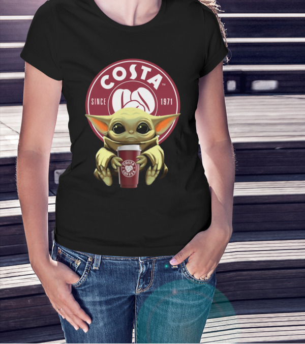 Baby Yoda Holding Costa Coffee Cup Since 1971 T-Shirt