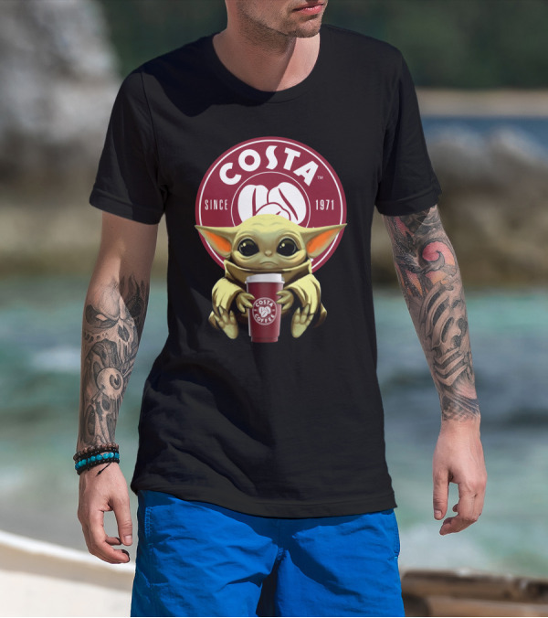 Baby Yoda Holding Costa Coffee Cup Since 1971 T-Shirt
