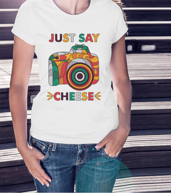 Just Say Cheese Colorful Camera T-Shirt