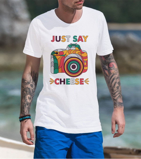 Just Say Cheese Colorful Camera T-Shirt