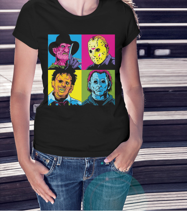 Freddy Krueger Jason Voorhees Leatherface Michael Myers Horror Movie Pop T-Shirt