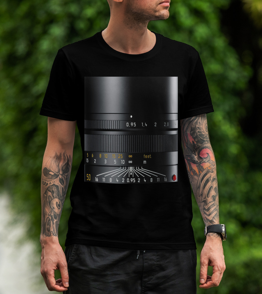 Photographer Camera Lens Detail 50mm 0.95 Aperture Measurement T-Shirt