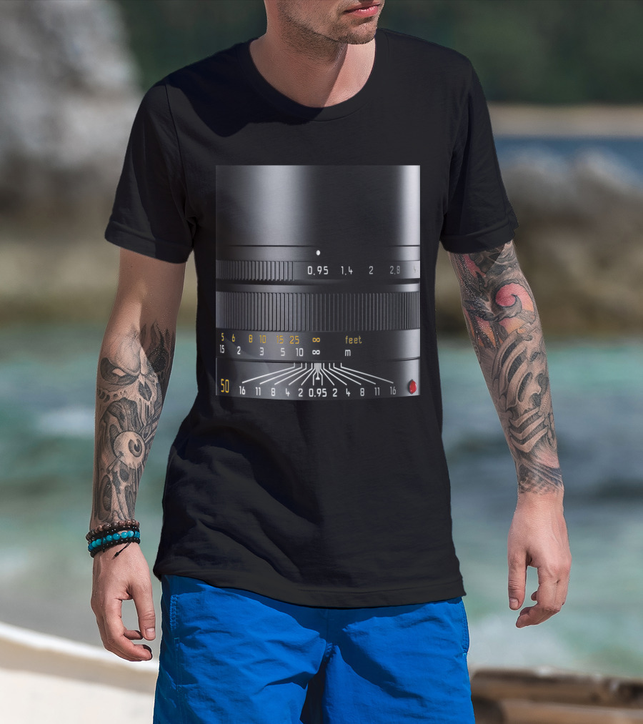 Photographer Camera Lens Detail 50mm 0.95 Aperture Measurement T-Shirt