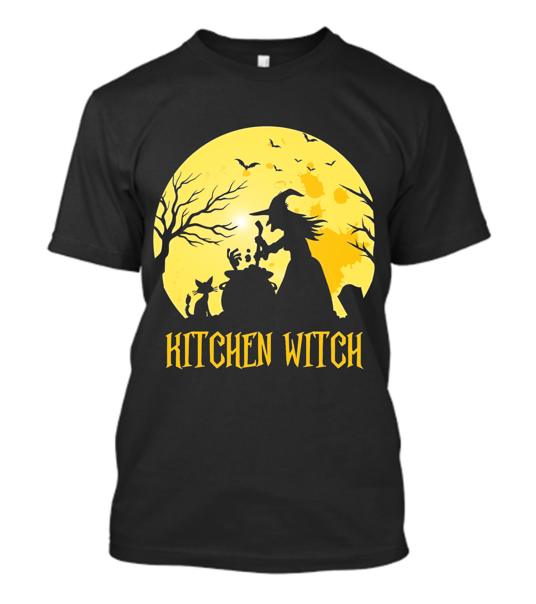 Kitchen Witch Halloween Silhouette Moon Cooking Potion T-Shirt