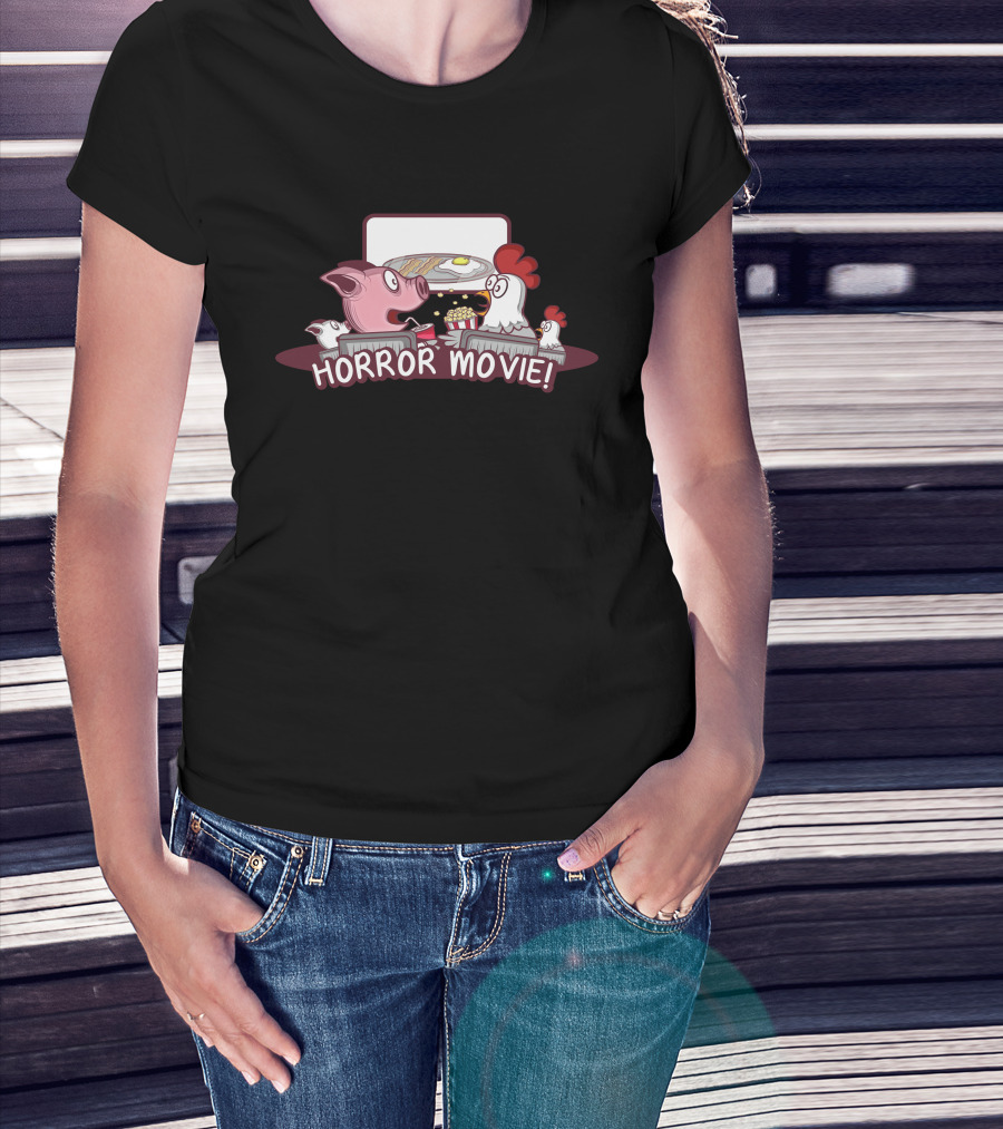Horror Movie Pig And Chicken Breakfast Scene T-Shirt