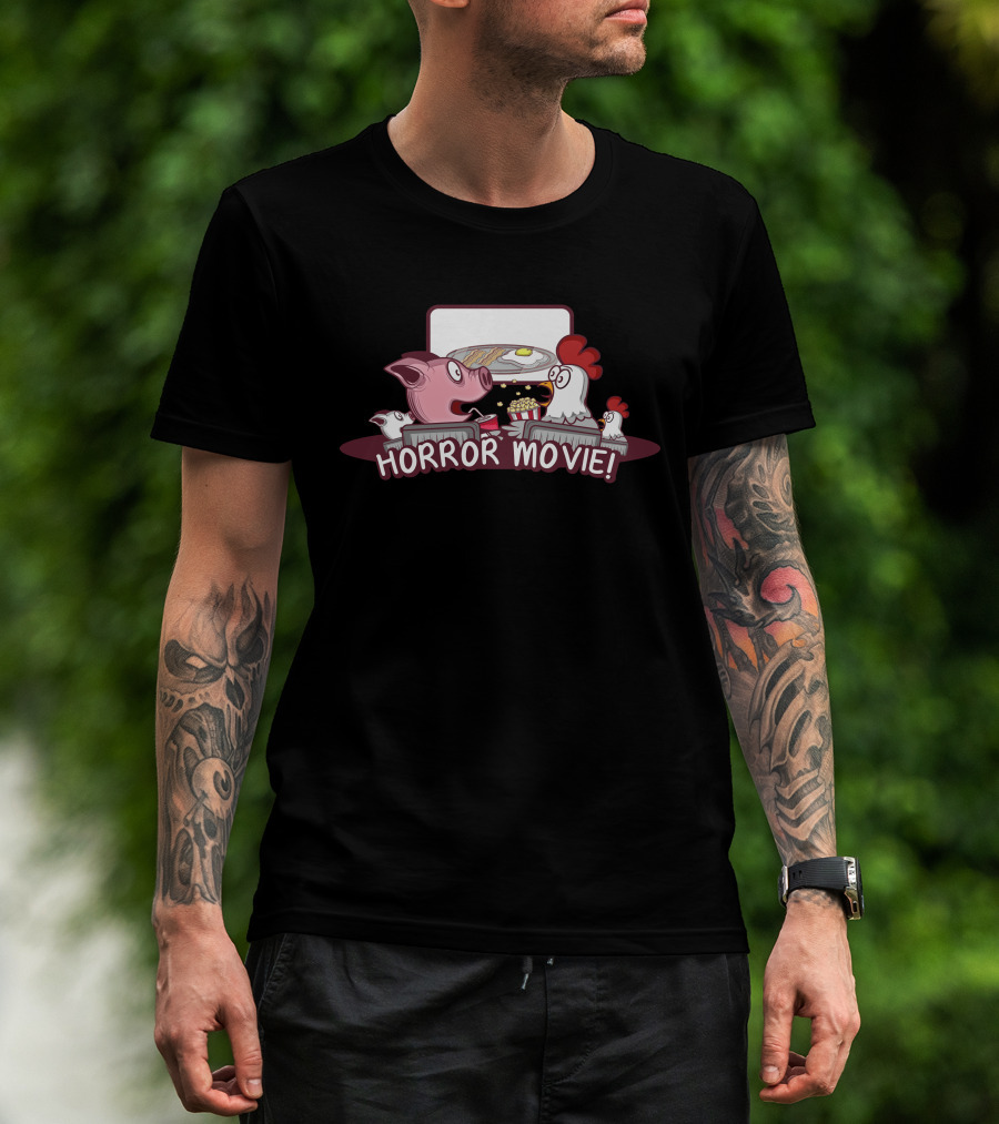 Horror Movie Pig And Chicken Breakfast Scene T-Shirt