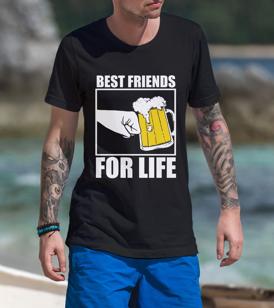 Best Friends For Life Beer Mug Fist Bump T-Shirt