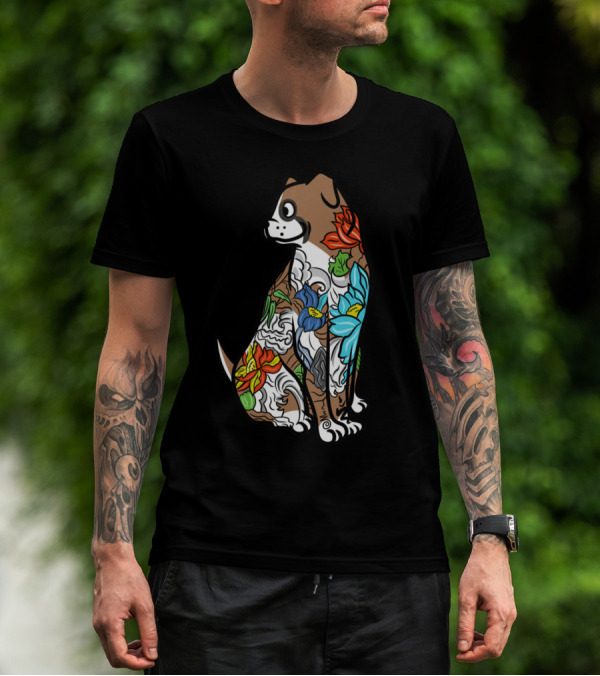 Boxer Tattoo Floral Colorful T-Shirt