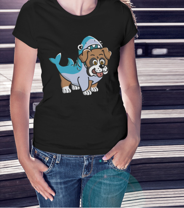 Friendly Boxer Dog In Shark Costume Playfully Walking T-Shirt