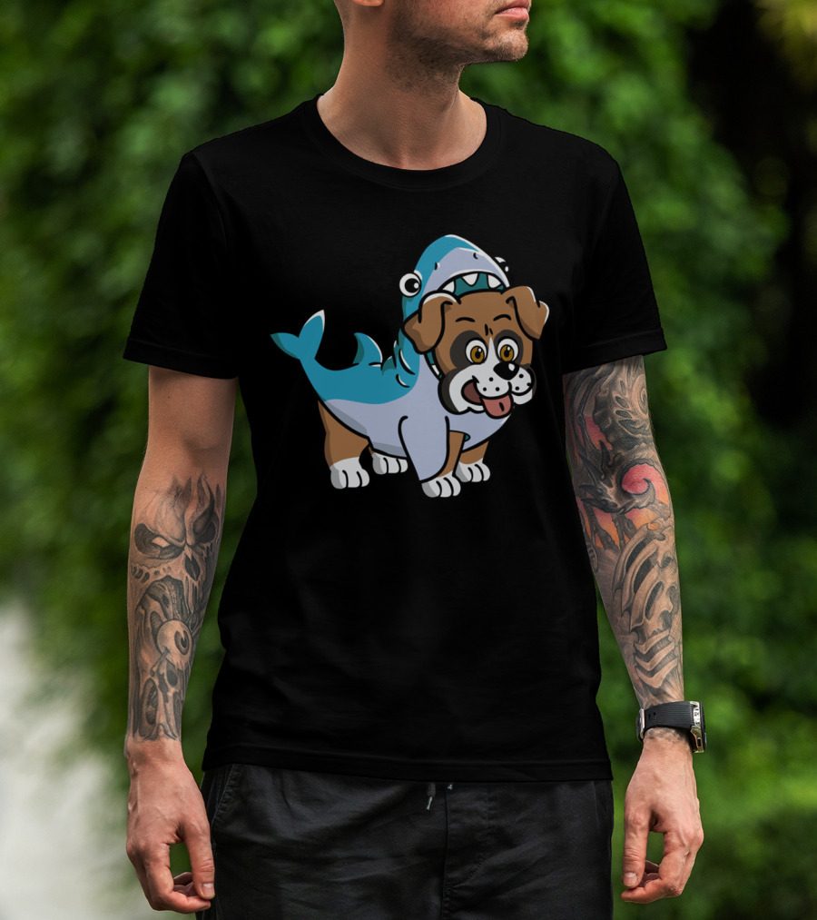 Friendly Boxer Dog In Shark Costume Playfully Walking T-Shirt
