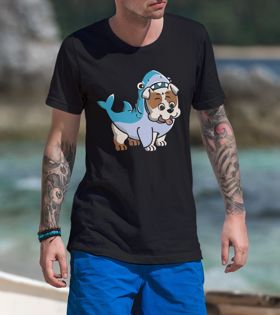 BULLDOG SHARK FUN COSTUME CARTOON T-Shirt