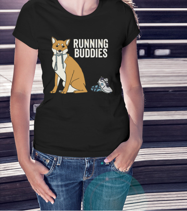 Shiba Inu Running Buddies With Sneakers T-Shirt