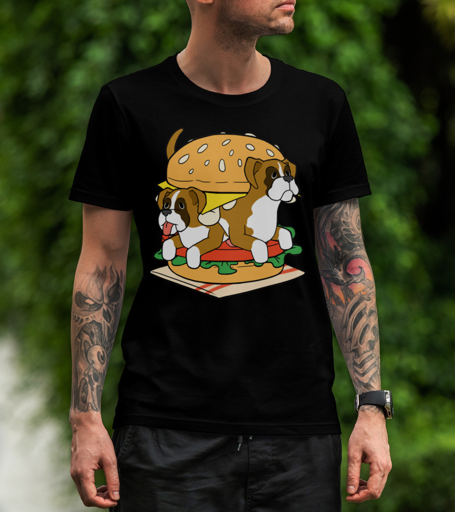 Boxer Dogs Stacked In Cheeseburger Delight T-Shirt