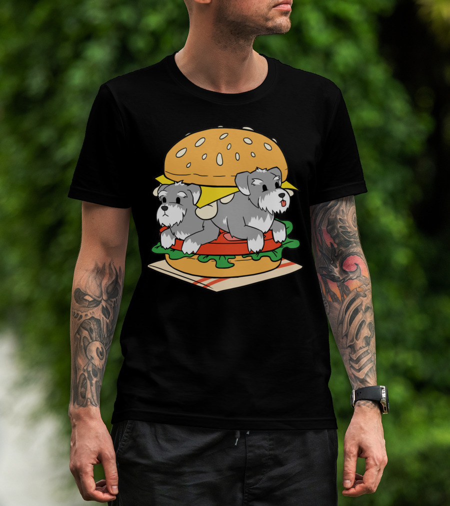 Schnauzer Double Hamburger With Cheese, Lettuce, And Tomato T-Shirt
