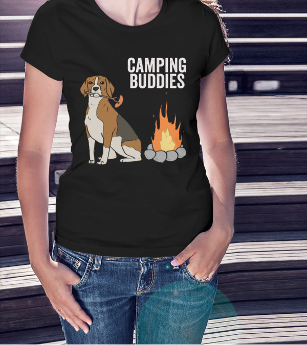 CAMPGROUND ADVENTURE WITH BEAGLE AND CAMPFIRE BUDDIES T-Shirt